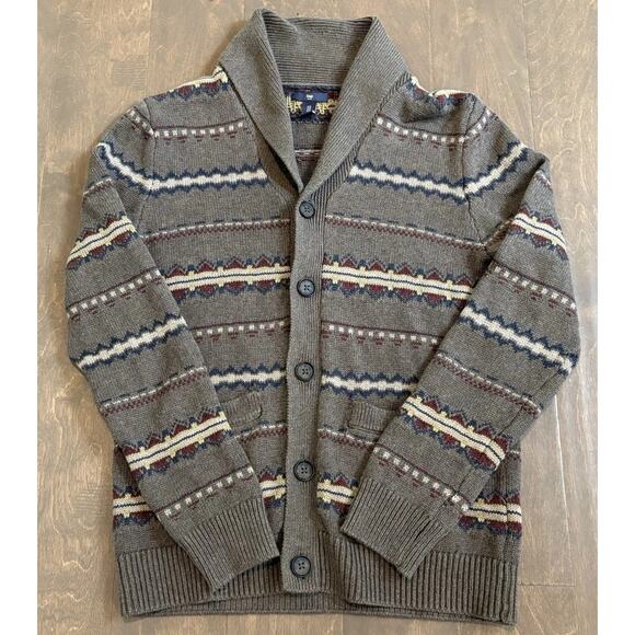 Navajo Cardigan Small Shawl Collar Aztec Southwest Ranch Tribal Nordic Striped - Picture 1 of 14